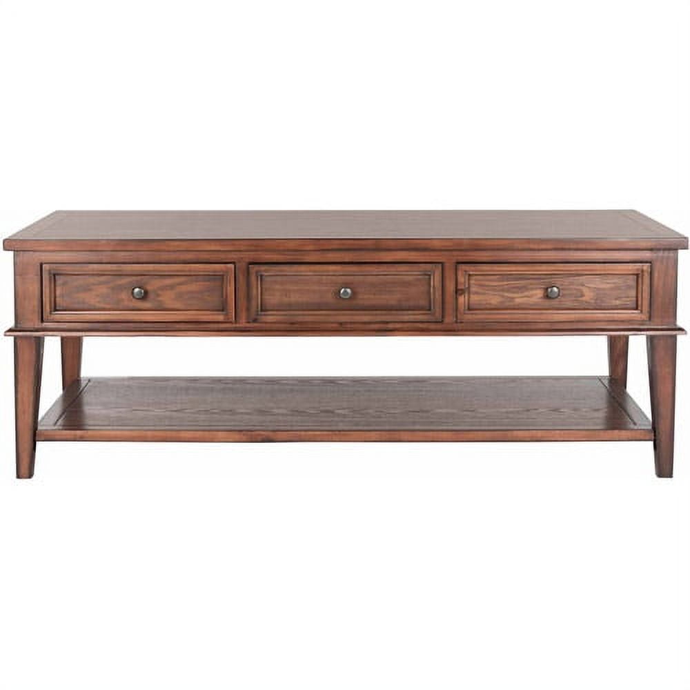Transitional Sepia Brown Wood Coffee Table with 3 Drawers