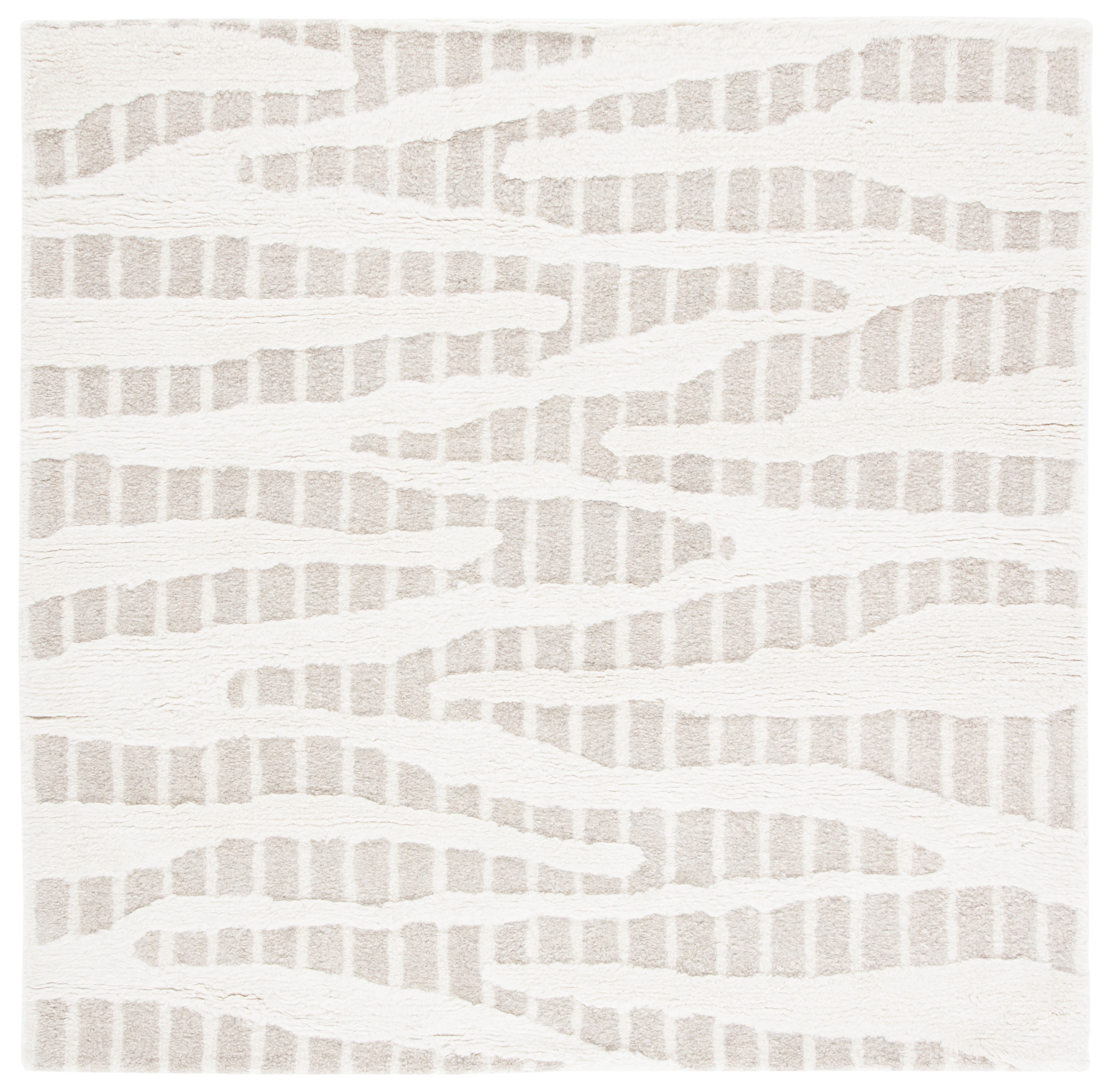 SAFAVIEH Manhattan Alexanndria Striped Area Rug, Beige/Ivory, 6' x 6' Square