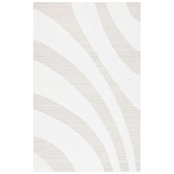 SAFAVIEH Manhattan Alvine Wavy Striped Area Rug, Ivory/Beige, 6' x 9'