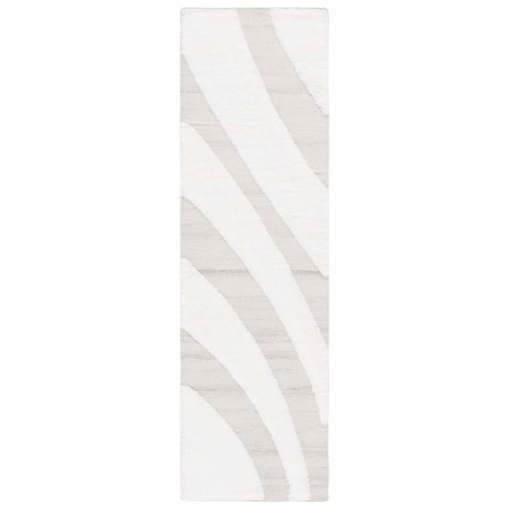 SAFAVIEH Manhattan Alvine Wavy Striped Runner Rug, Ivory/Beige, 2'3" x 8'