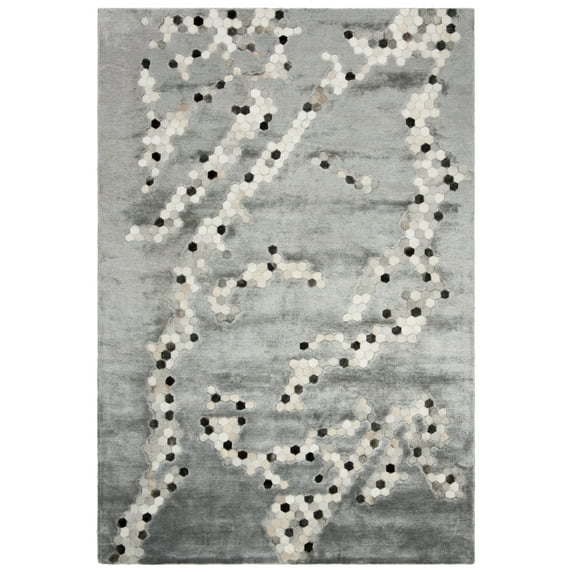 SAFAVIEH Manhattan Atanas Abstract Area Rug, Grey/Ivory, 6' x 9'