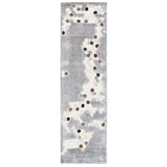 SAFAVIEH Manhattan Atanas Abstract Runner Rug, Grey/Ivory, 2'3" x 8'
