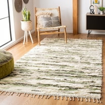 SAFAVIEH Manhattan Ben Abstract Distressed Area Rug, Ivory/Green, 5' x 8'