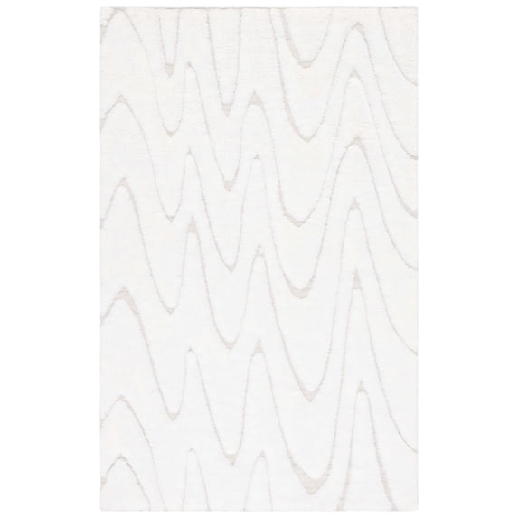 SAFAVIEH Manhattan Boniface Wavy Striped Area Rug, Ivory/Beige, 5' x 8'