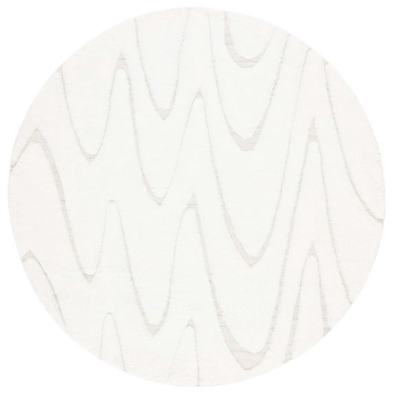 SAFAVIEH Manhattan Boniface Wavy Striped Area Rug, Ivory/Beige, 6' x 6' Round