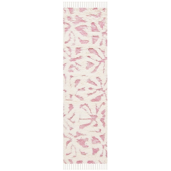 SAFAVIEH Manhattan Bryanne Abstract Runner Rug, Ivory/Pink, 2'3" x 8'