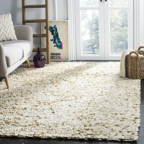 SAFAVIEH Manhattan Coriander Solid Wool Area Rug, Ivory, 8' x 10'