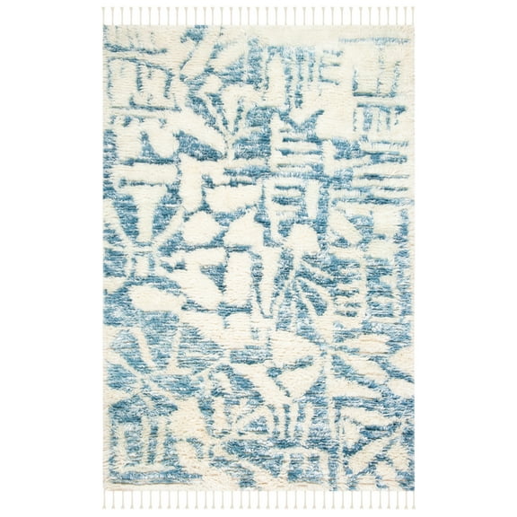 SAFAVIEH Manhattan Eamon Abstract Area Rug, Ivory/Blue, 8' x 10'