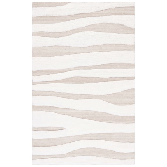 SAFAVIEH Manhattan Emma Wavy Striped Area Rug, Ivory/Beige, 6' x 9'