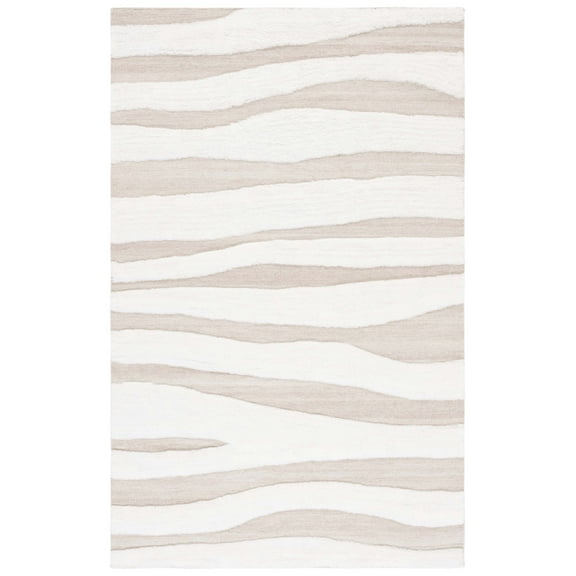 SAFAVIEH Manhattan Emma Wavy Striped Area Rug, Ivory/Beige, 6' x 9'