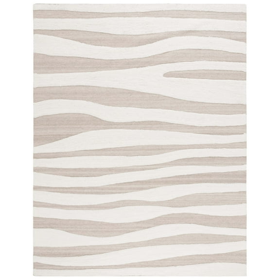 SAFAVIEH Manhattan Emma Wavy Striped Area Rug, Ivory/Beige, 8' x 10'