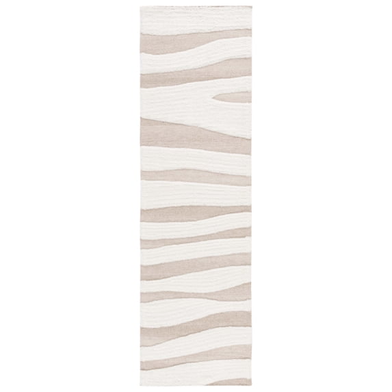 SAFAVIEH Manhattan Emma Wavy Striped Runner Rug, Ivory/Beige, 2'3" x 8'