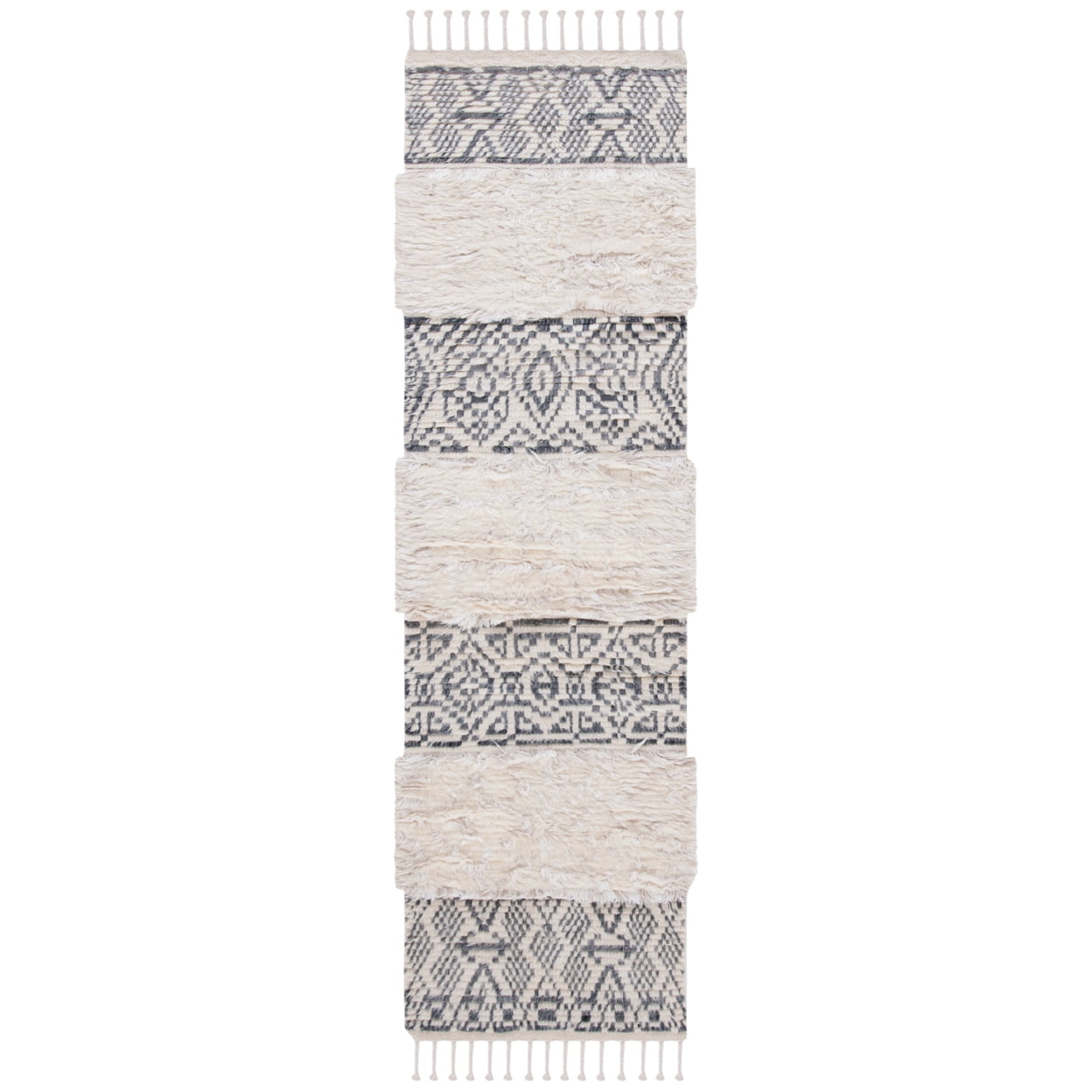 Ivory Shag Elegance Hand-Knotted Wool & Viscose Rug - 2' 3" x 8'