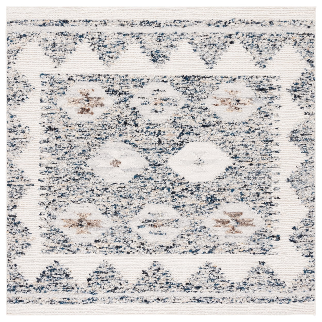 SAFAVIEH Manhattan Marina Medallion Area Rug, Ivory/Blue, 6' x 6' Square