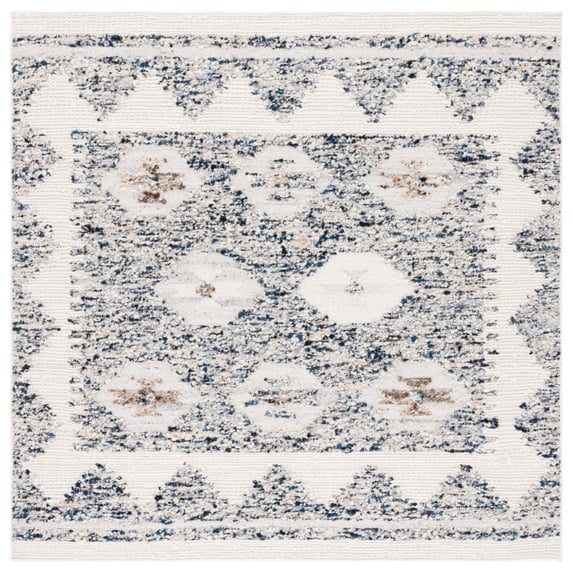 SAFAVIEH Manhattan Marina Medallion Area Rug, Ivory/Blue, 6' x 6' Square