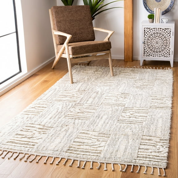 SAFAVIEH Manhattan Rae Abstract Geometric Area Rug, Ivory/Grey, 5' x 8'