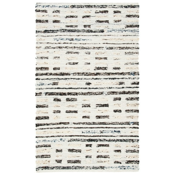 SAFAVIEH Manhattan Ronald Geometric Area Rug, Ivory/Dark Brown, 5' x 8'
