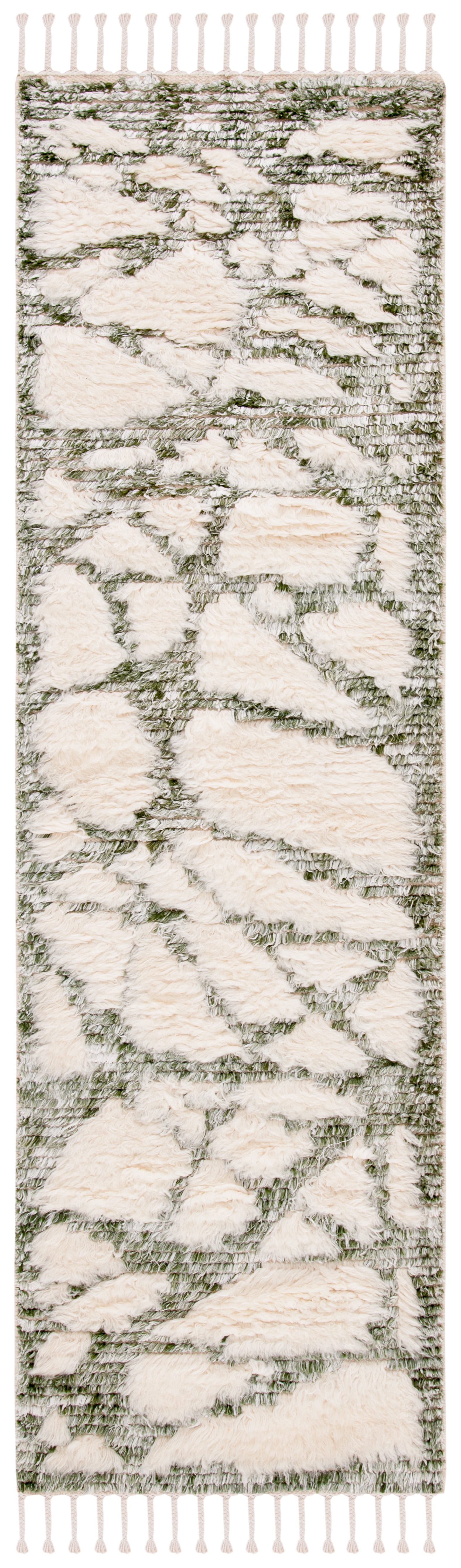 SAFAVIEH Manhattan Tarah Abstract Runner Rug, Ivory/Sage, 2'3" x 8'