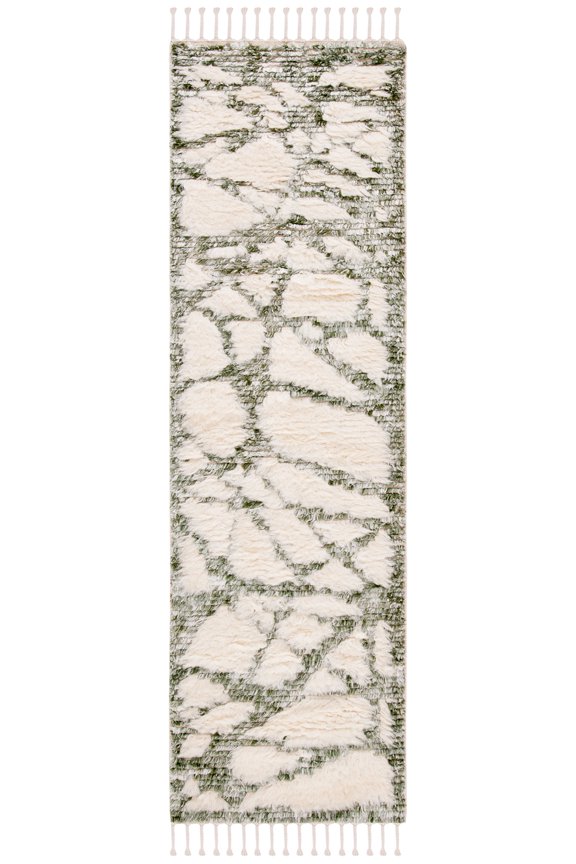Manhattan Tarah Abstract Runner Rug, Ivory/Sage, 2'3" x 8'