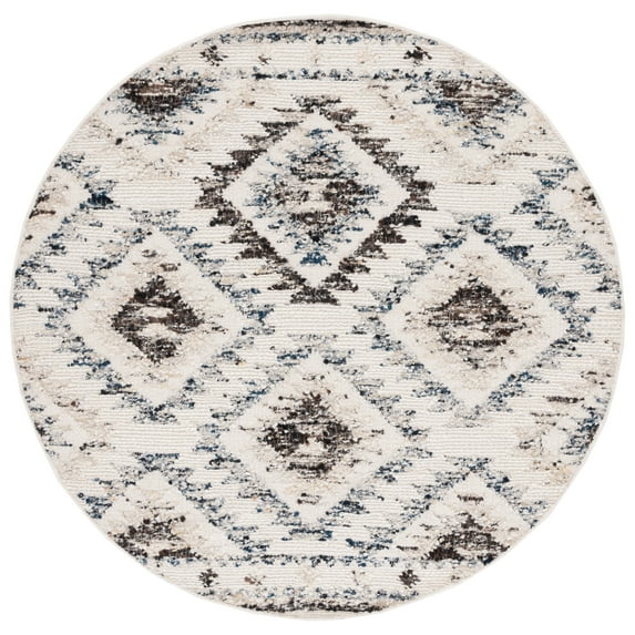 SAFAVIEH Manhattan Valentina Southwestern Area Rug, Ivory/Charcoal, 6' x 6' Round