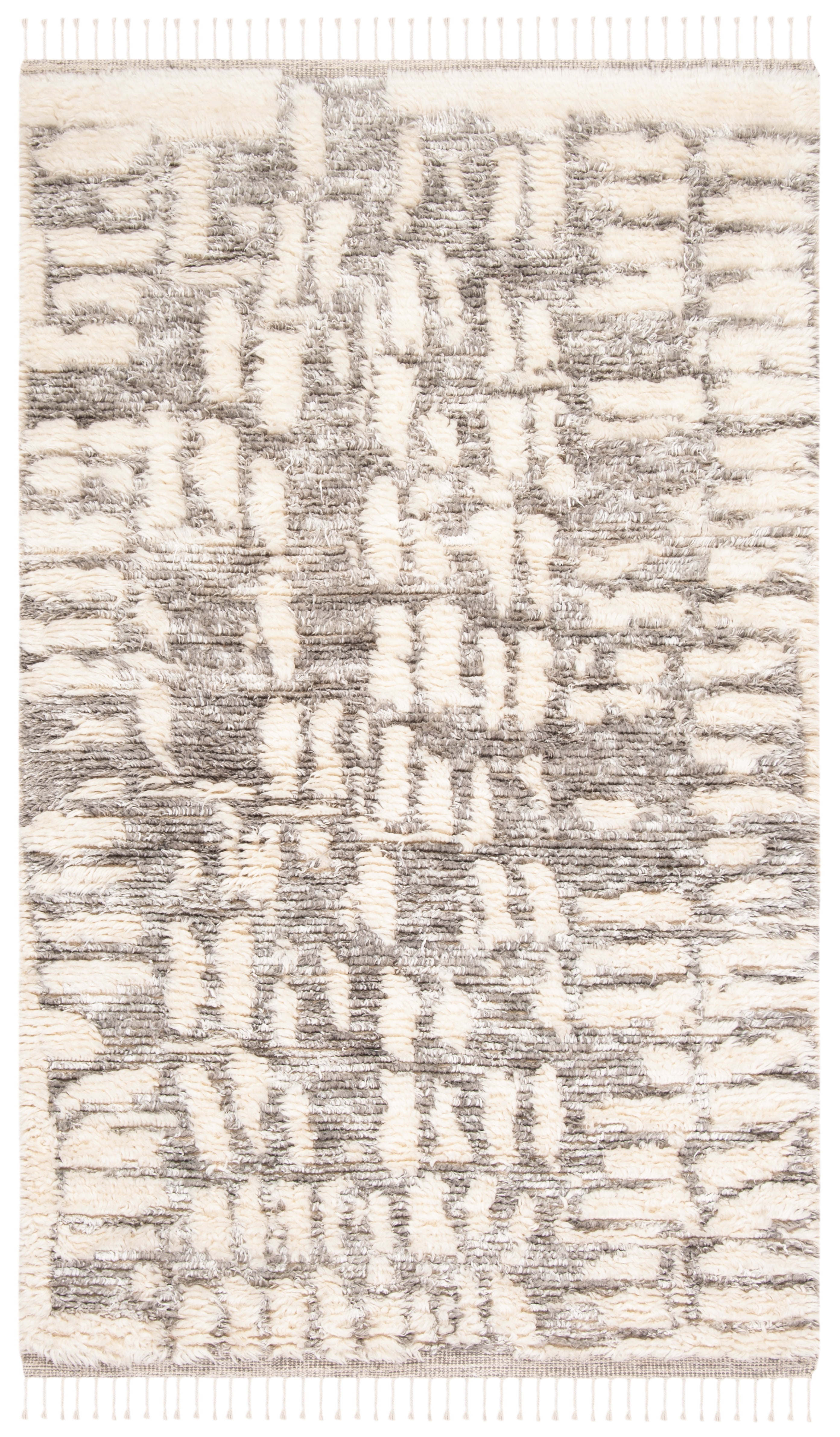 Ivory Shag Wool and Viscose 8' x 10' Hand-Knotted Area Rug