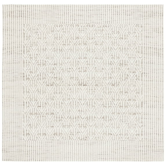 SAFAVIEH Marbella Alease Bordered Area Rug, Ivory/Beige, 6' x 6' Square