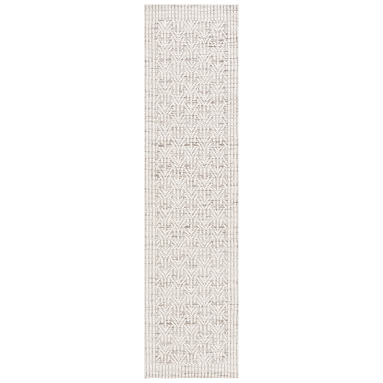 Handmade Ivory and Beige Wool Blend Runner Rug, 2'3" x 9'