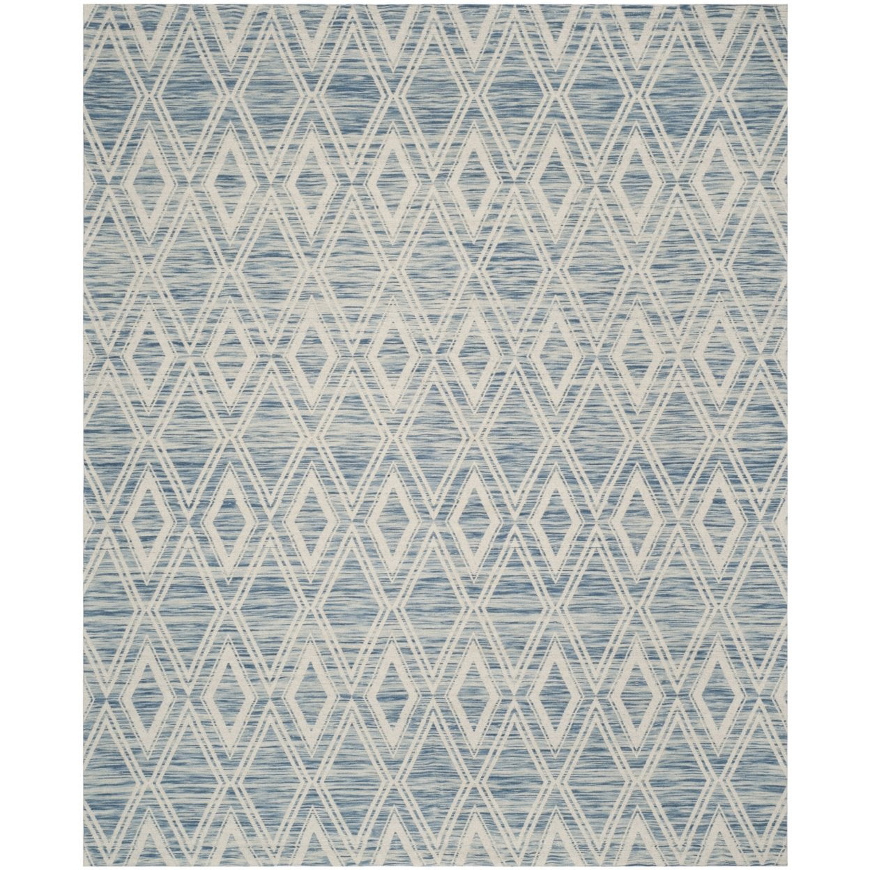 SAFAVIEH Marbella Alicia Geometric Diamonds Wool Area Rug, Dark Blue/Ivory, 10' x 14'