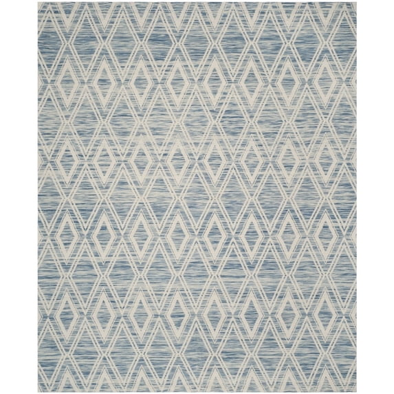 SAFAVIEH Marbella Alicia Geometric Diamonds Wool Area Rug, Dark Blue/Ivory, 10' x 14'