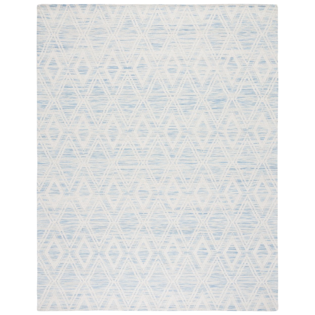 Light Blue and Ivory Geometric Wool 4' x 6' Area Rug
