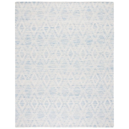 SAFAVIEH Marbella Alicia Geometric Diamonds Wool Area Rug, Light Blue/Ivory, 8' x 10'
