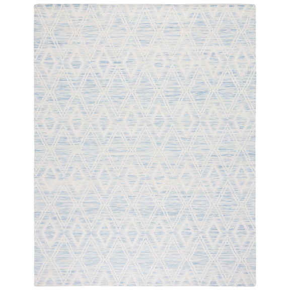 SAFAVIEH Marbella Alicia Geometric Diamonds Wool Area Rug, Light Blue/Ivory, 8' x 10'