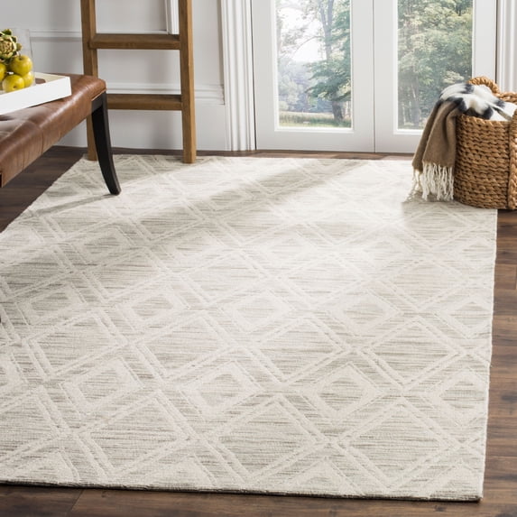SAFAVIEH Marbella Alicia Geometric Diamonds Wool Area Rug, Light Brown/Ivory, 9' x 12'