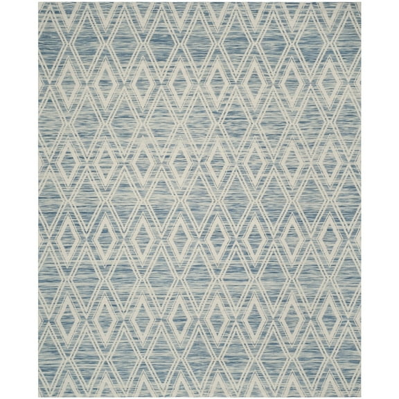 SAFAVIEH Marbella Alicia Geometric Diamonds Wool Runner Rug, Dark Blue/Ivory, 2'3" x 8'