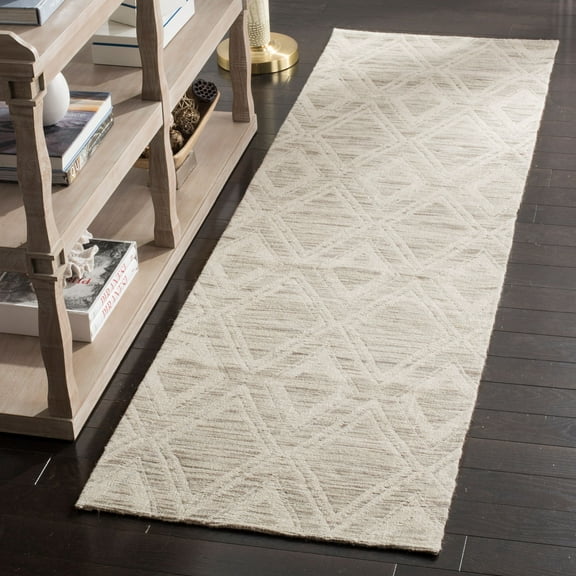 SAFAVIEH Marbella Alicia Geometric Diamonds Wool Runner Rug, Light Brown/Ivory, 2'3" x 12'