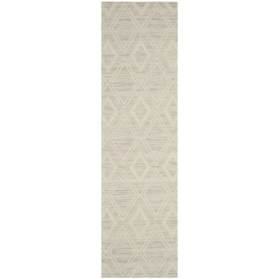 SAFAVIEH Marbella Alicia Geometric Runner Rug, Silver/Ivory, 2'3" x 10'