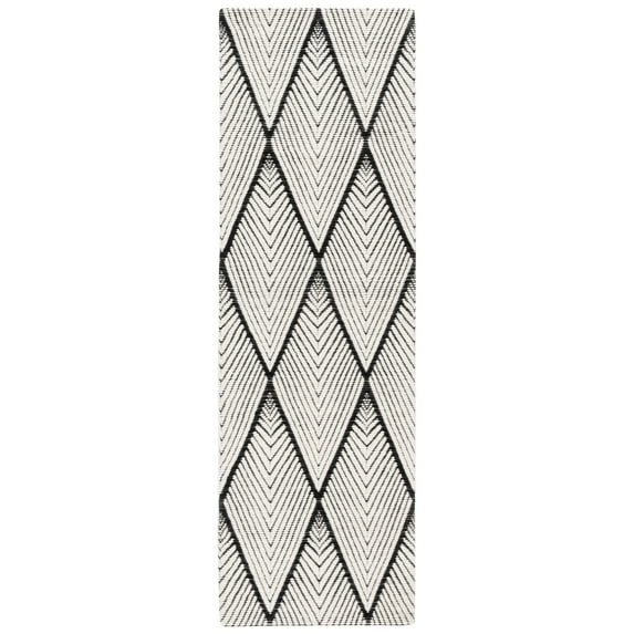 SAFAVIEH Marbella Andrea Diamond Runner Rug, Black/Ivory, 2'6" x 8'