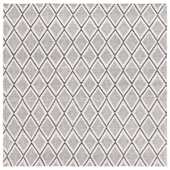 SAFAVIEH Marbella Aniyah Diamond Area Rug, Ivory/Black, 6' x 6' Square