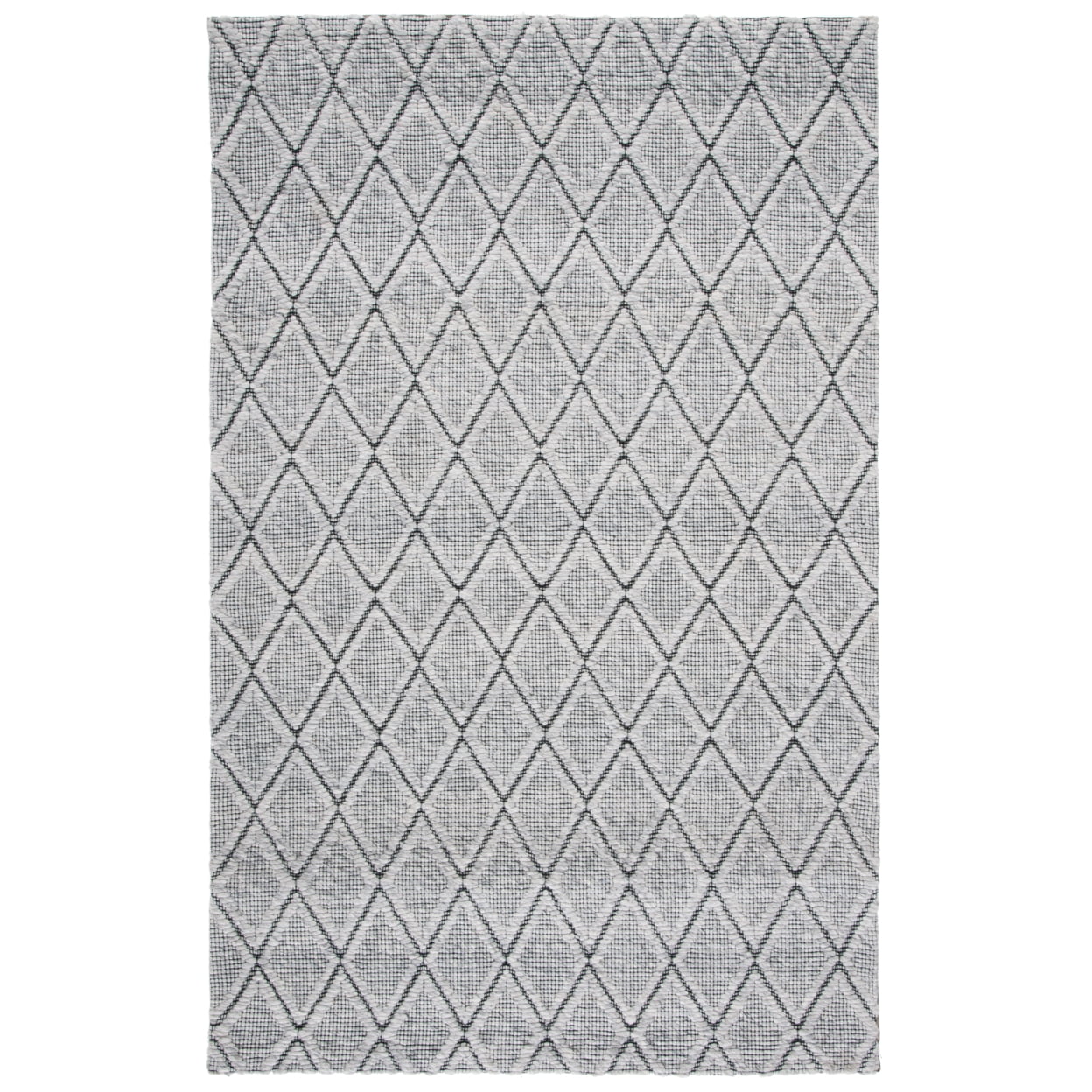 SAFAVIEH Marbella Aniyah Diamond Area Rug, Light Grey/Black, 4' x 6'