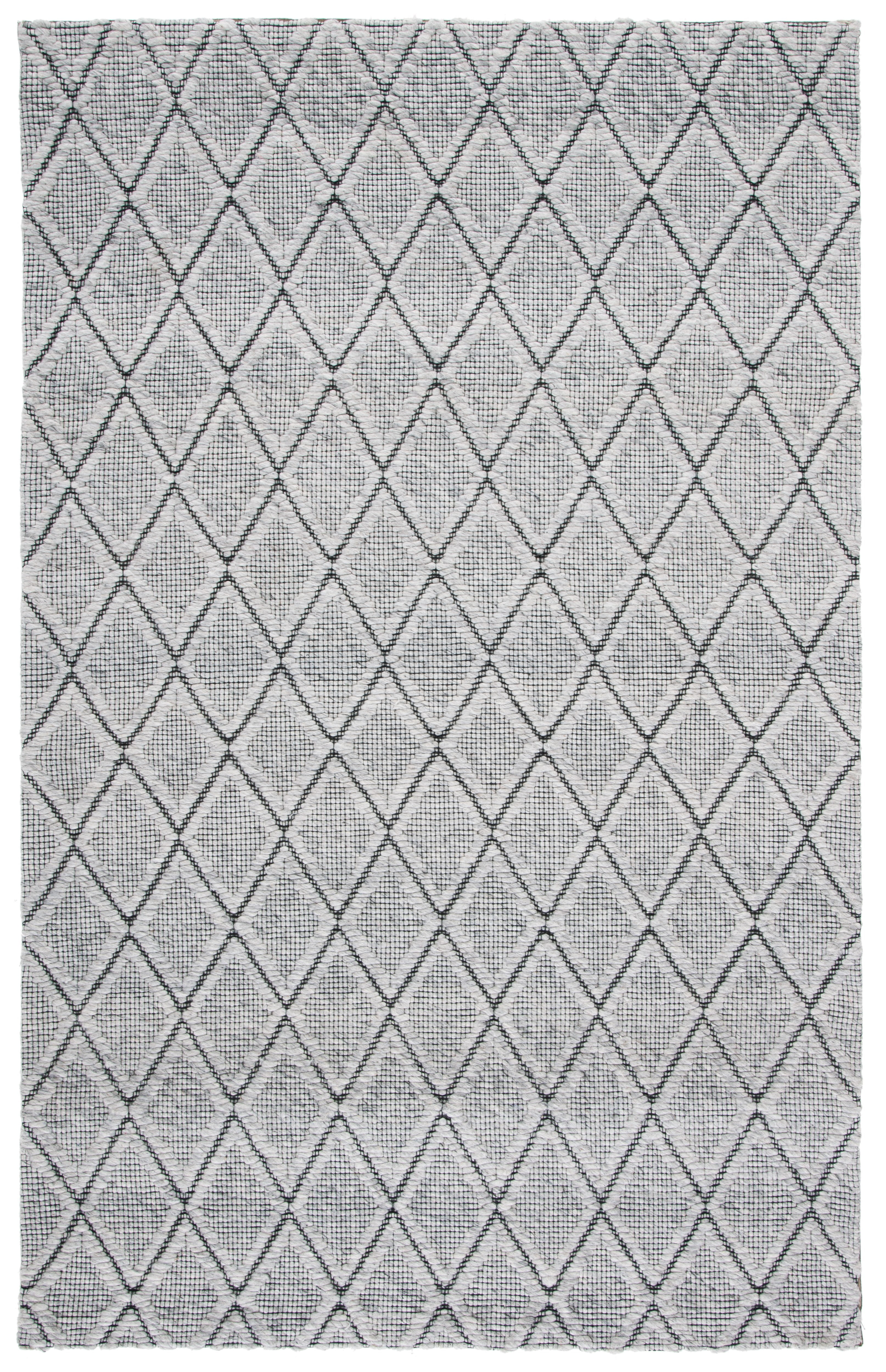 SAFAVIEH Marbella Aniyah Diamond Area Rug, Light Grey/Black, 5' x 8'