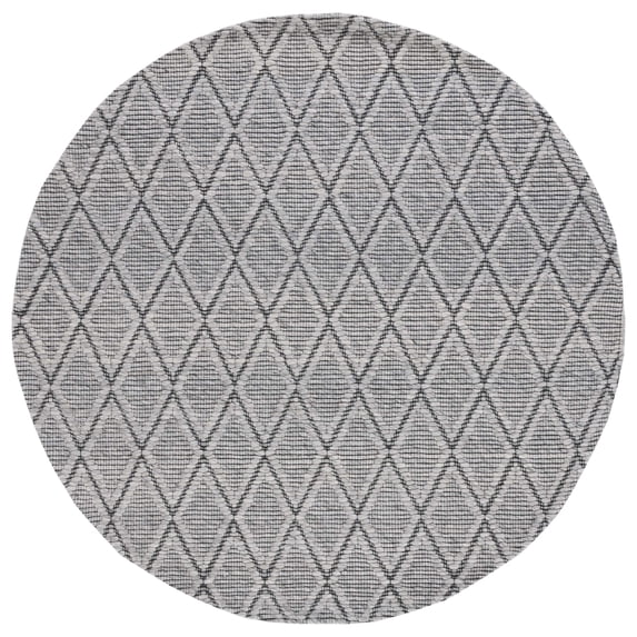 SAFAVIEH Marbella Aniyah Diamond Area Rug, Light Grey/Black, 6' x 6' Round