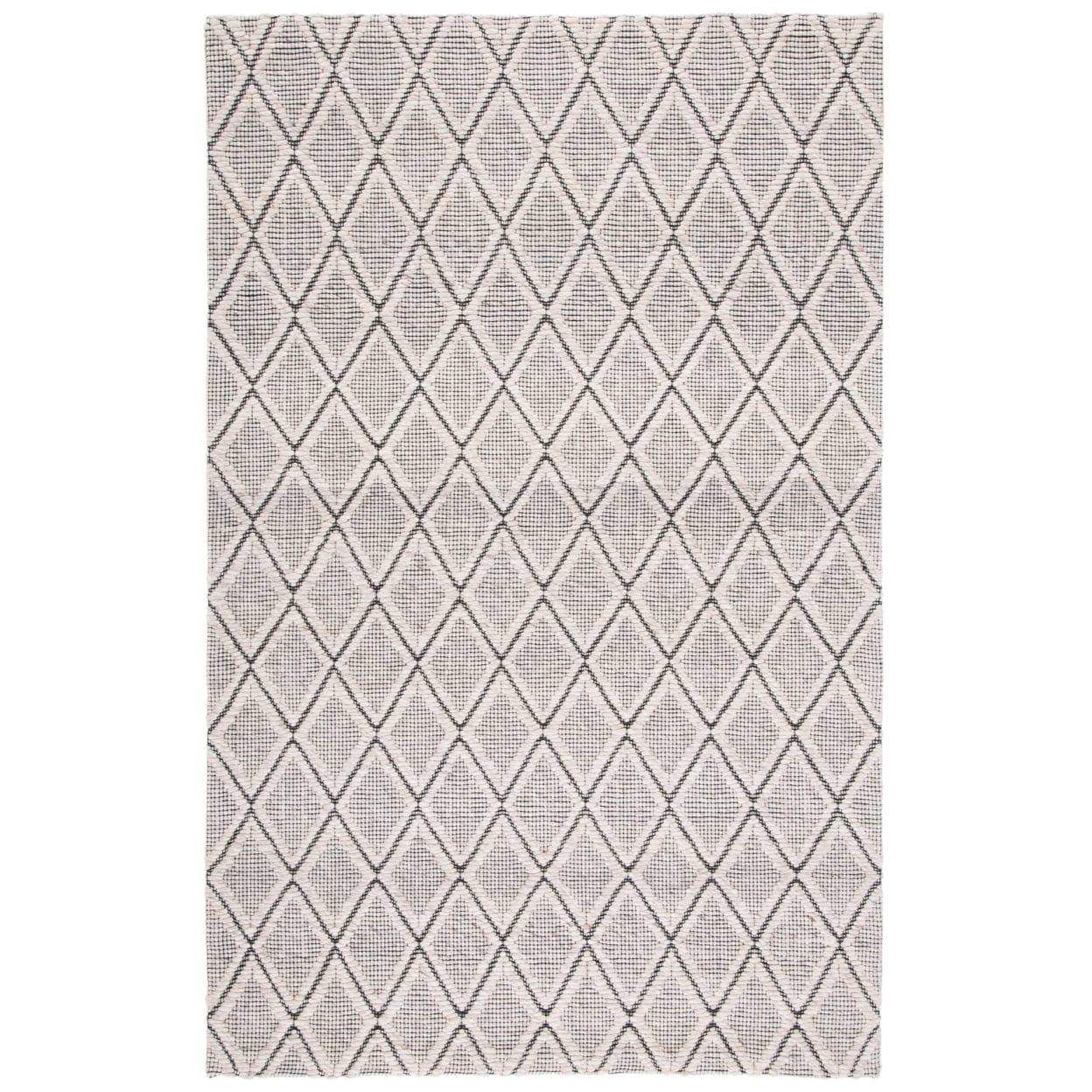 Handwoven Elegance Black Geometric Wool Area Rug 8' x 10'