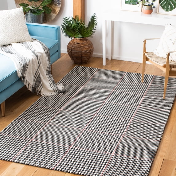 SAFAVIEH Marbella Anthony Geometric Striped Area Rug, Black/Ivory, 3' x 5'