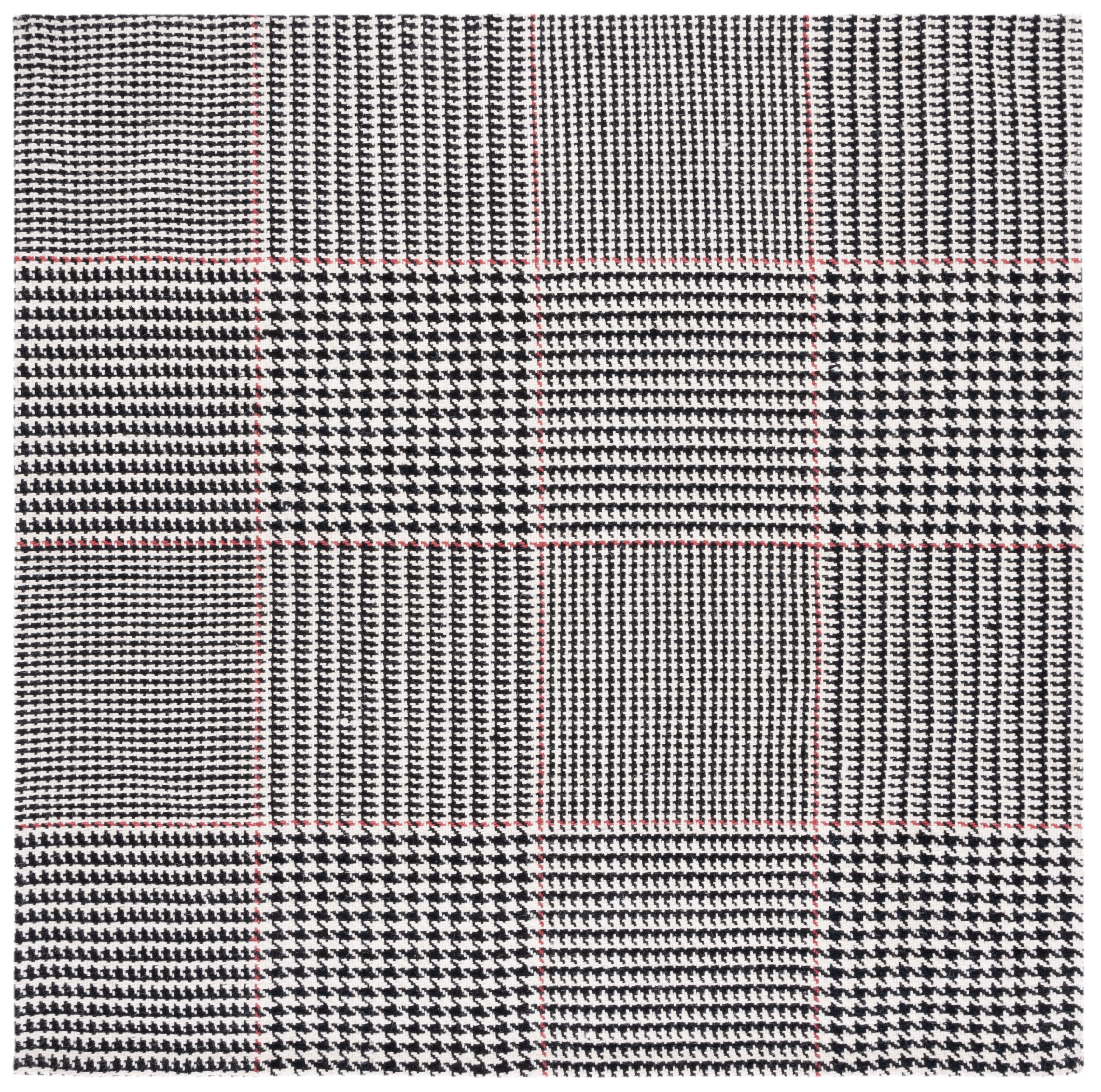 SAFAVIEH Marbella Anthony Geometric Striped Area Rug, Black/Ivory, 6' x 6' Square