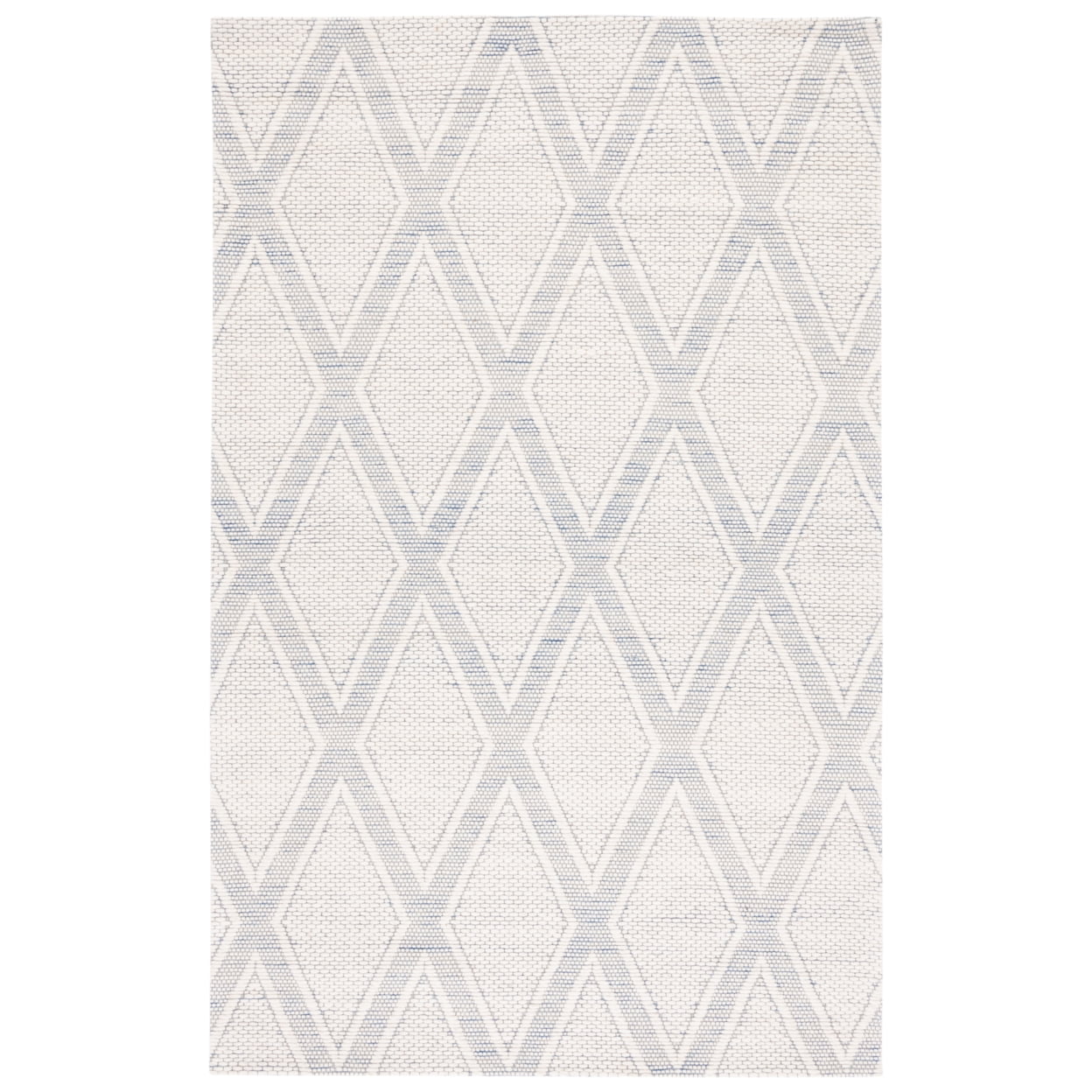 Navy and Ivory Trellis 8' x 10' Hand Woven Wool Blend Area Rug