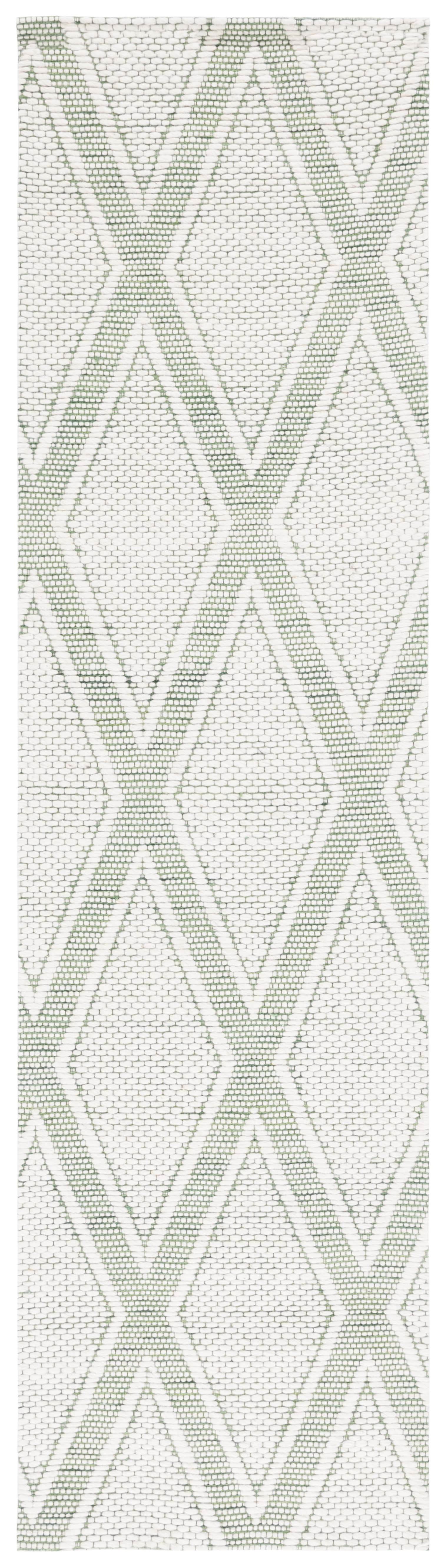 SAFAVIEH Marbella Asa Diamond Runner Rug, Green/Ivory, 2'3" x 9'