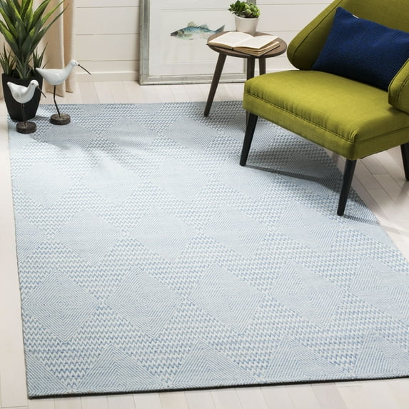 SAFAVIEH Marbella Aylen Geometric Area Rug, Light Blue/Ivory, 3' x 5'