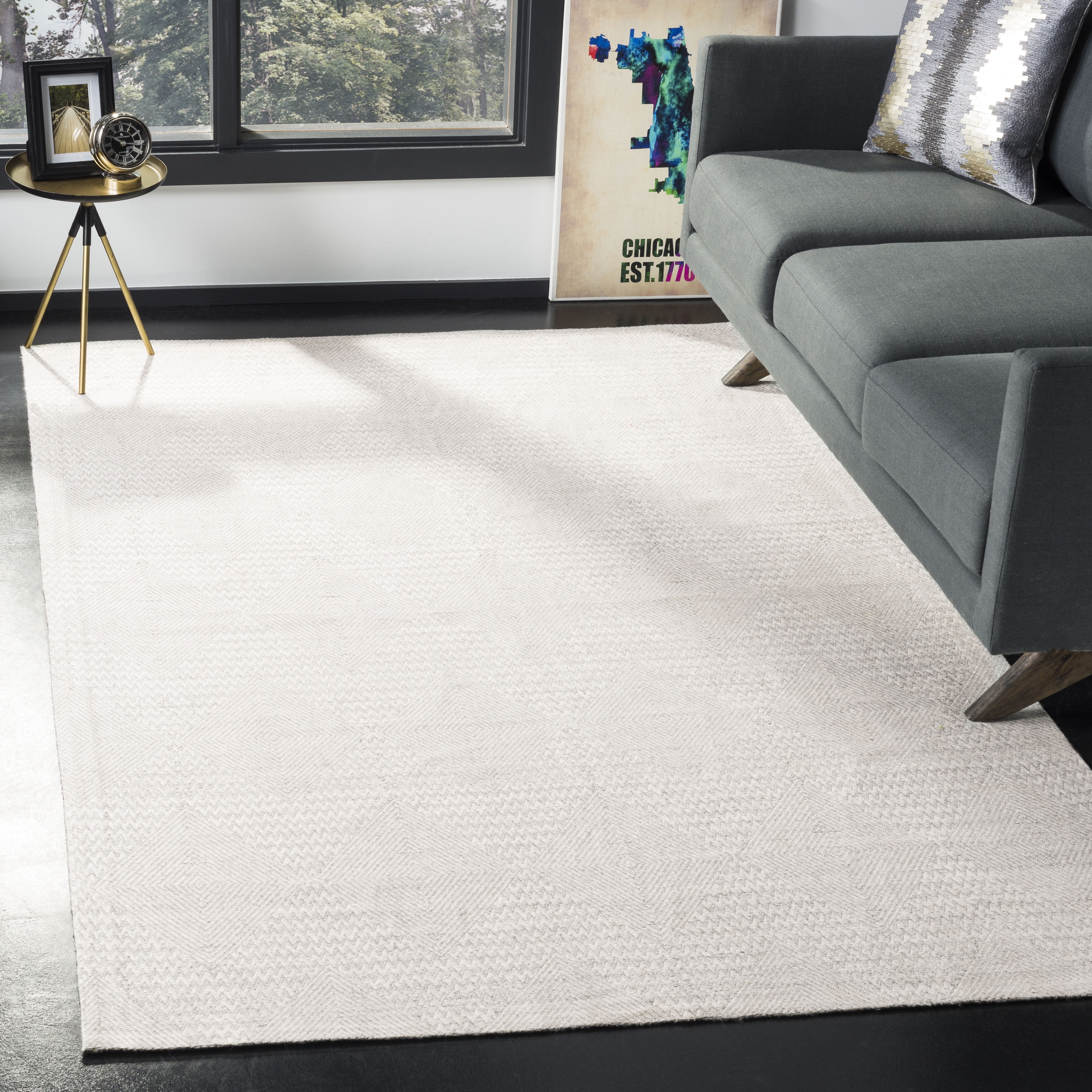 SAFAVIEH Marbella Aylen Geometric Area Rug, Silver/Ivory, 6' x 6' Square