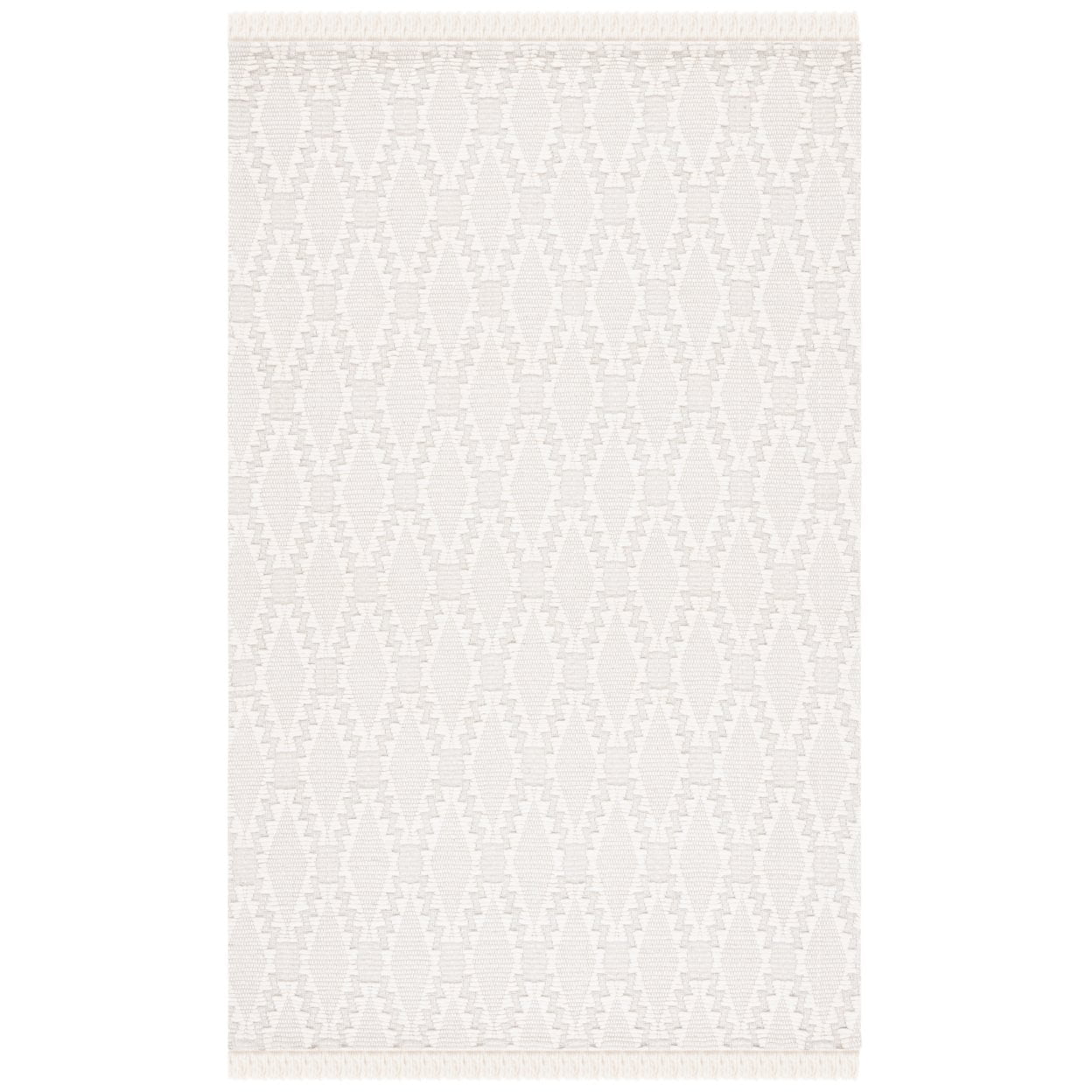 Ivory Diamond Pattern Flat Woven Wool Area Rug, 8' x 10'
