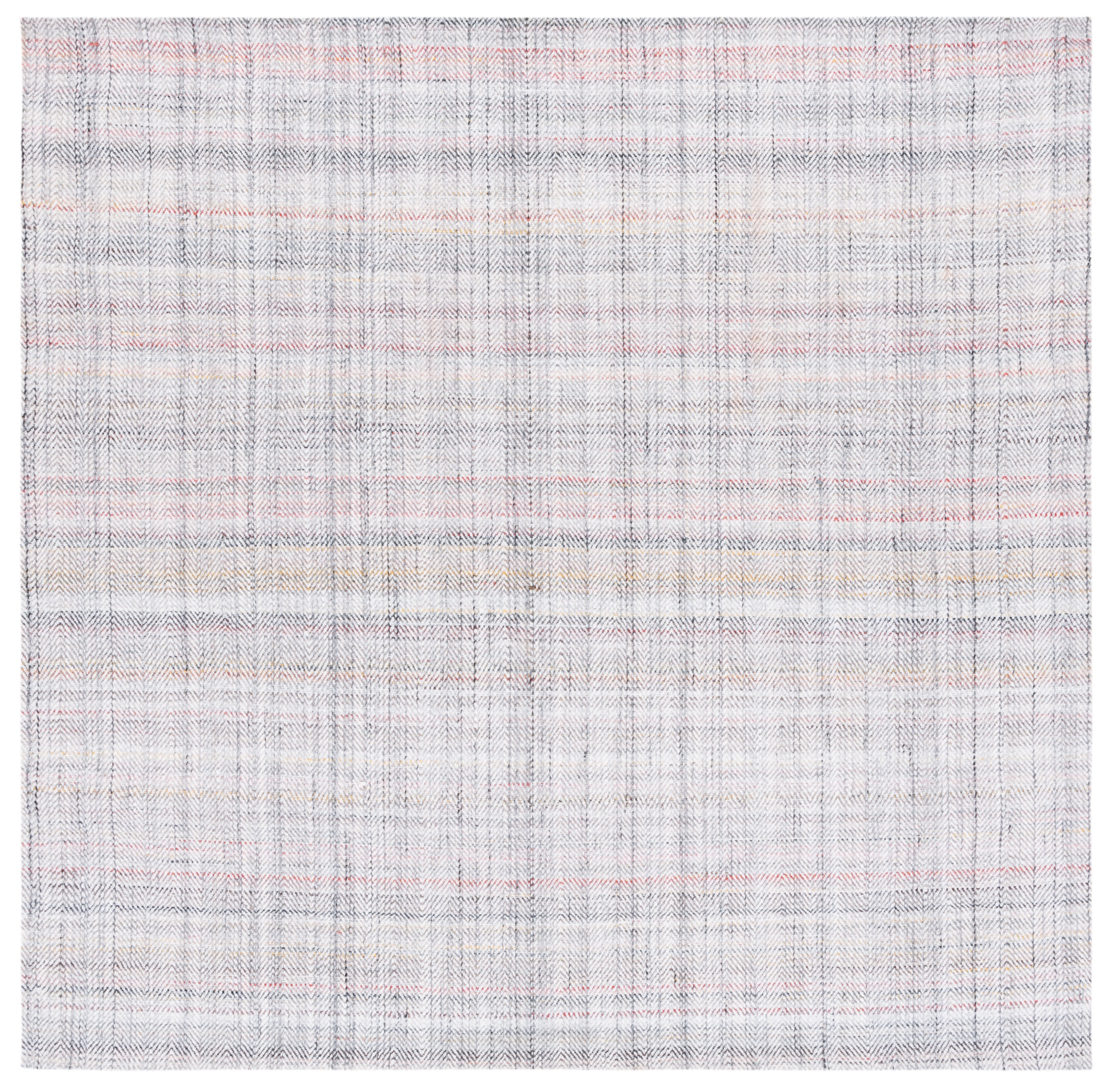Marbella 6' x 6' Red and Ivory Synthetic Square Area Rug